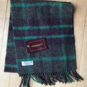 Irish woven lambswool grey plaid scarf